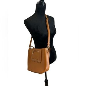 Melie Bianco Handbag Brown Vegan Leather Shoulder Bag with Adjustable Strap